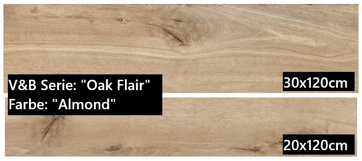 Lagerware: V&B Oak Flair Almond 30x120cm oder 20x120cm, Bodenfliese